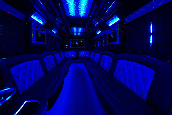 limo buses with multiple TVs